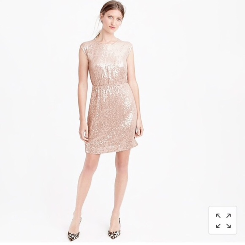 J. Crew Blush Pink Sequin Shift Dress Size 12